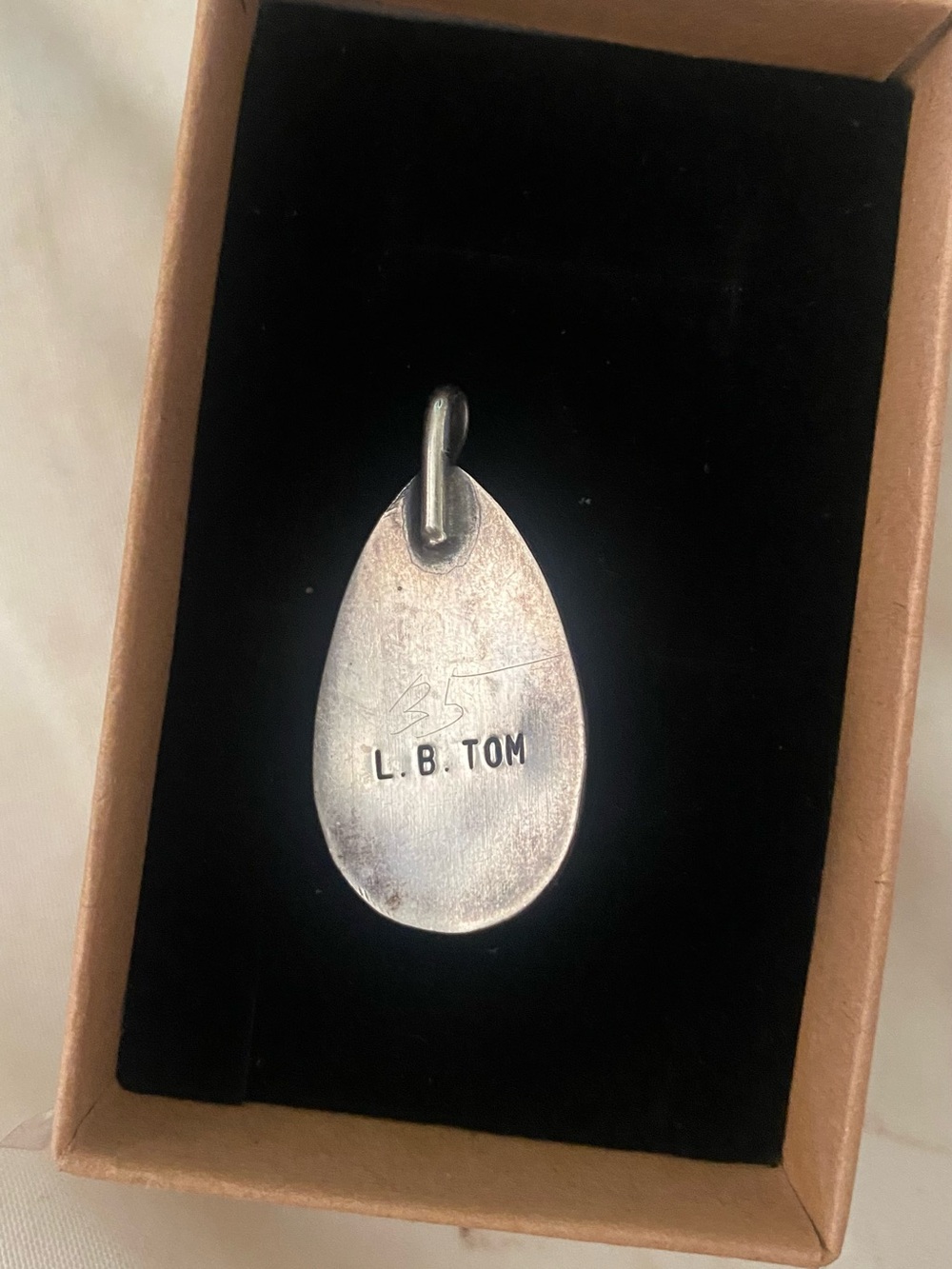 Sterling Silver L.B. Tom signed Pendant Navajo, Native American Sterling silver